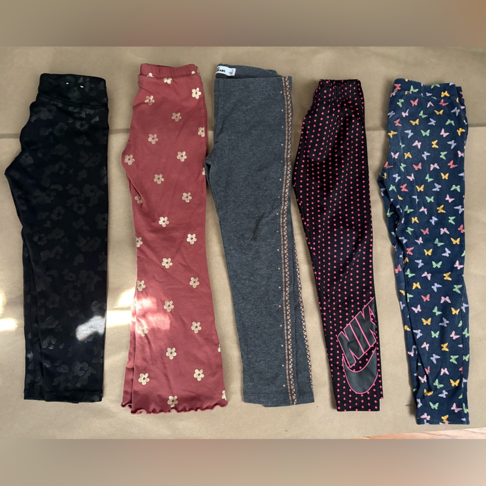 Girls' Assorted Leggings Pack - Floral, Polka Dot, Gray, Pink, Black